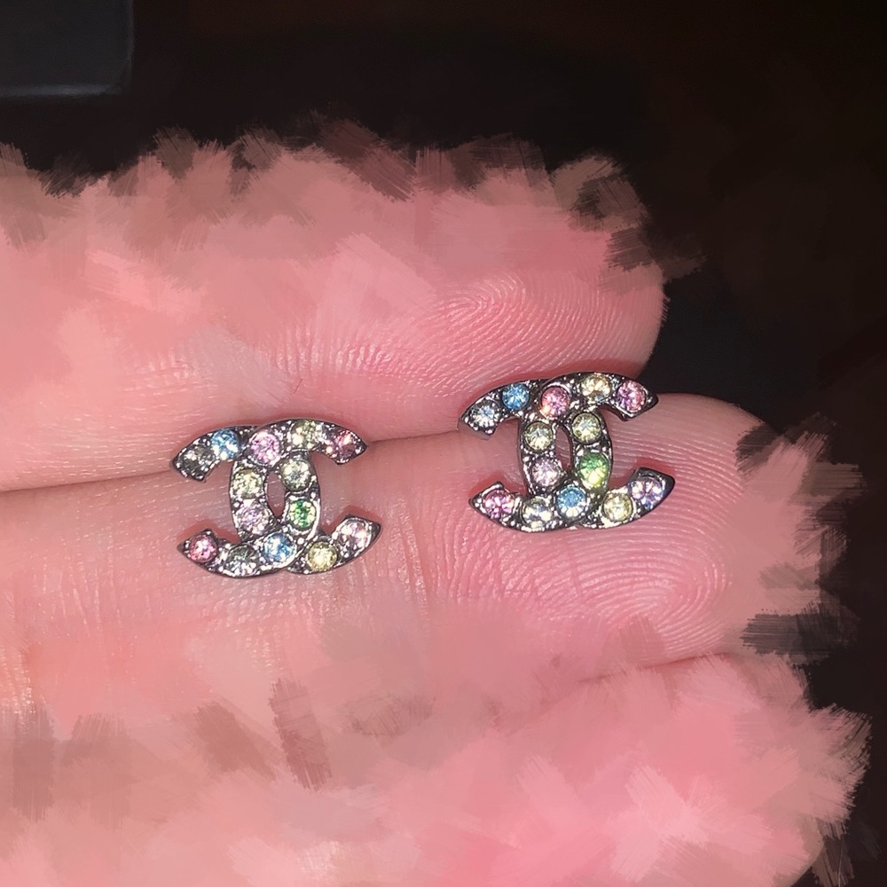 ❌SOLD❌CHANEL Coco Mark Gem Stone Earrings